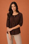 BLUSA URCA MANGA BUFANTE CAFE..